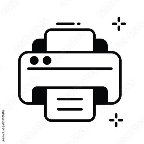 Premium glyph style icon of a document printer