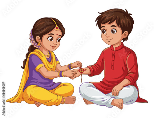 Sister Tying Rakish on Brother's Wrist for Rakish Bandanna