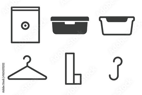 Household storage items for organizing space in a modern home setting