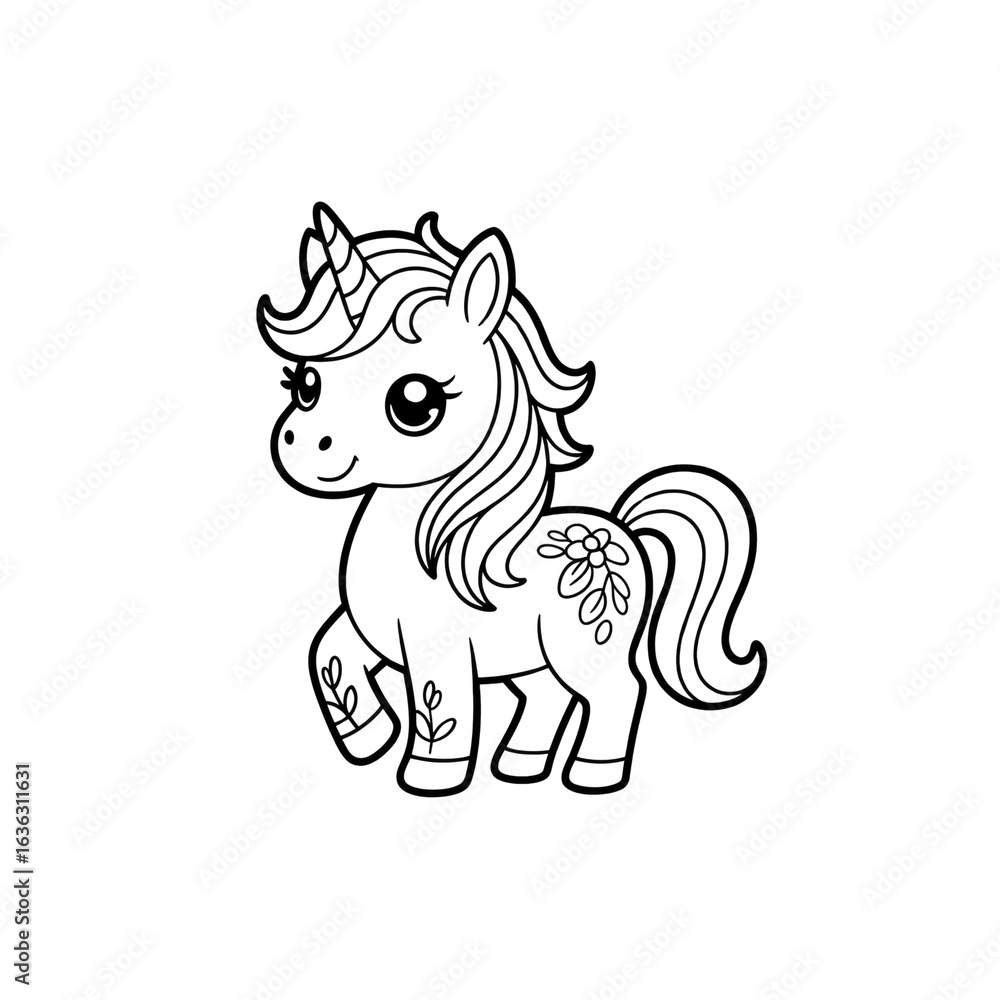 Obraz premium Adorable Glitter Unicorn Illustration Magical Creature Design
