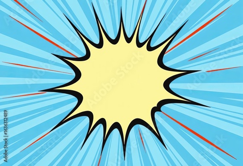Blue burst background with cartoon star comic template , radial burst, graphic