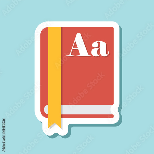 Glossary book sticker icon in flat style. Guidebook encyclopedia vector illustration on isolated background. A-Z notebook sign business concept.