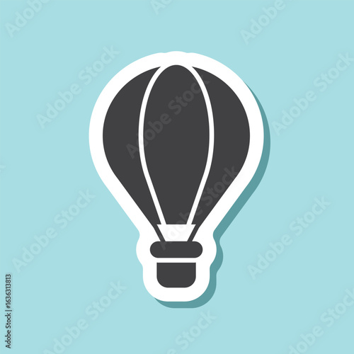 Hot air balloon sticker icon in flat style. Aerostat vector illustration on isolated background. Transport sign business concept.