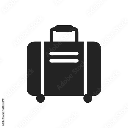 Travel suitcase silhouette logo. Black icon bag isolated on white background. Vector illustration