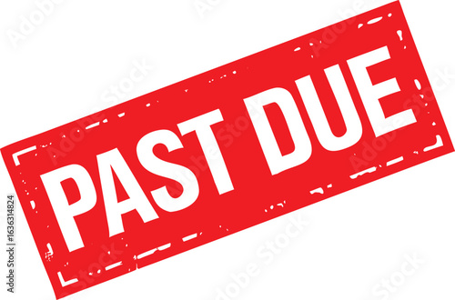 Bright Red Past Due Stamp on White Background Payment Overdue Reminder