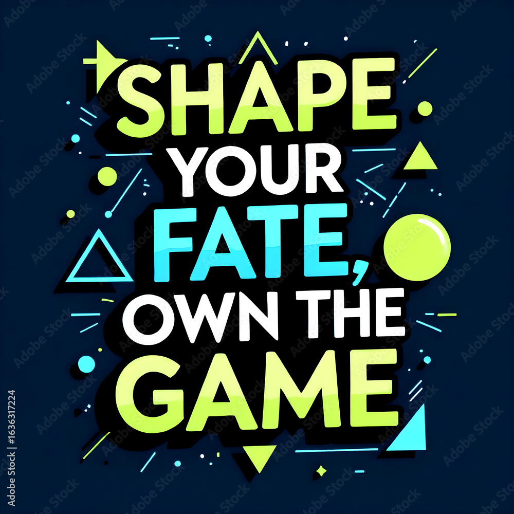 Fototapeta premium Bold Neon Motivational Quote Graphic on Dark Blue Background