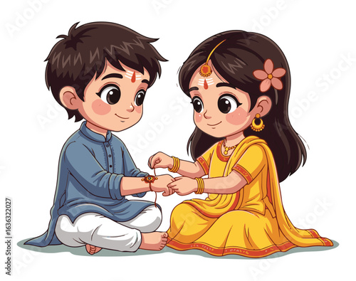 Cute Indian Siblings Celebrating Rakish Bandanna