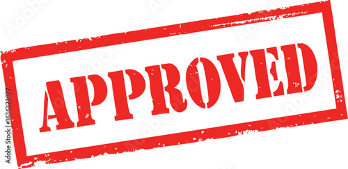Red Approved Stamp on White Background Official Approval Indicated with Bold Text