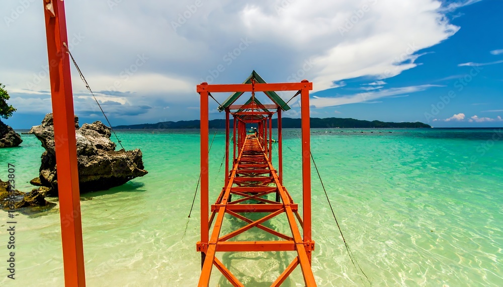 Fototapeta premium Tropical walkway over shallow water