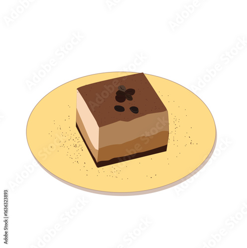 vektor Tiramisu, traditional Italian dessert 