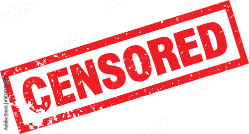 Red Censored Stamp Distressed Style Rectangular Block Text on White Background