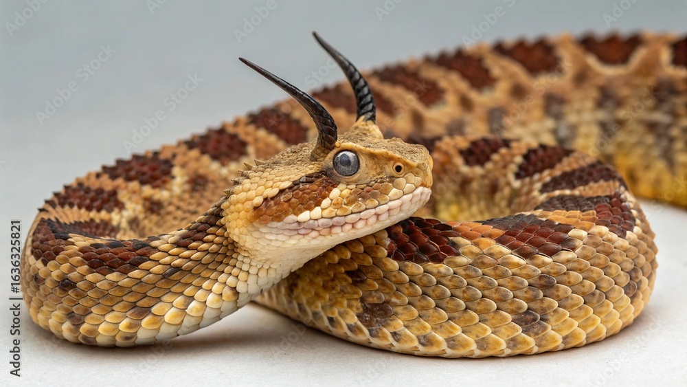 Obraz premium Horned Adder on studio background