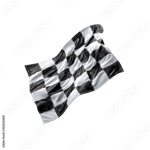 Checkered flag waving black and white