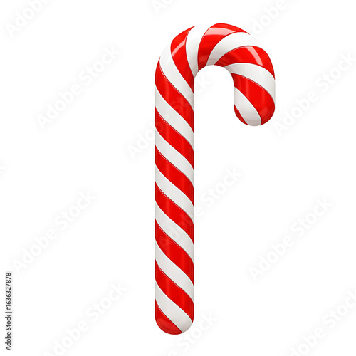 Classic red and white striped candy cane perfect for festive holiday designs and winter celebrations