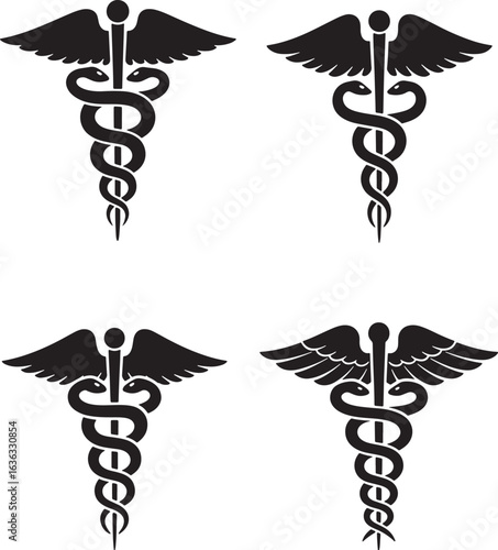 Caduceus medical vector silhouettes trending Adobe Stock microstock marketplace