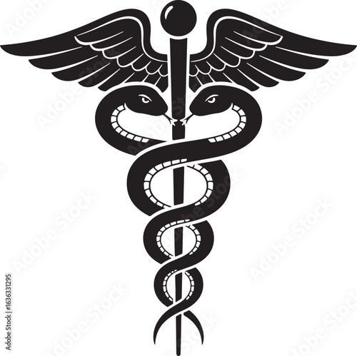 Caduceus symbol medical health care medicine silhouette vector illustration
