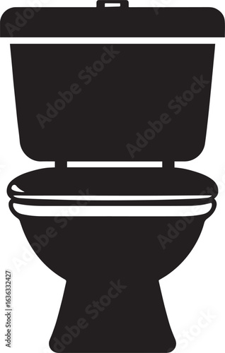 Modern Toilet Silhouette Vector | Black Bathroom Fixture Illustration Vector Format