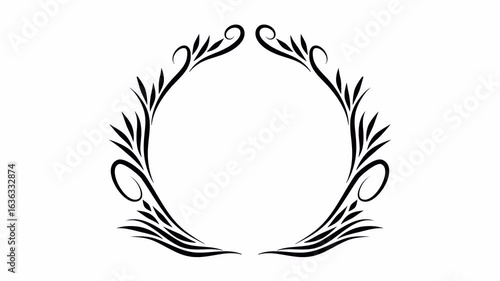 Growing floral oval border animation. Video clip with alpha channel.