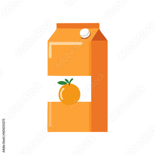 Orange juice carton with a graphic of a single orange