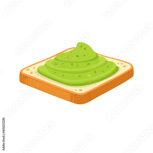 An avocado spread toast, showcasing a delicious green topping on a piece of bread. A perfect image for culinary concepts