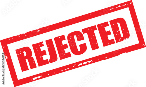 Red Rejected Stamp with Distressed Texture on White Background, Expressing Denial or Disapproval Message
