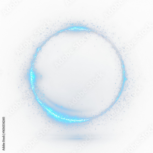 Png illuminated neon round frame border bright glowing ring magic spark futuristic laser LED blue technology vector sign banner brilliant light effect disco  