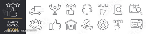 Quality control line vector icon set