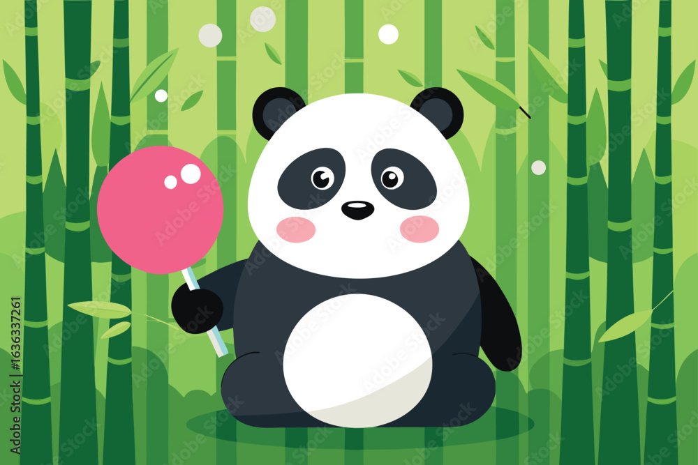 Obraz premium panda with bamboo