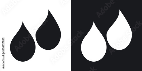 Water drop shape icon flat, silhouette, vector illustrations. flat glyph designs