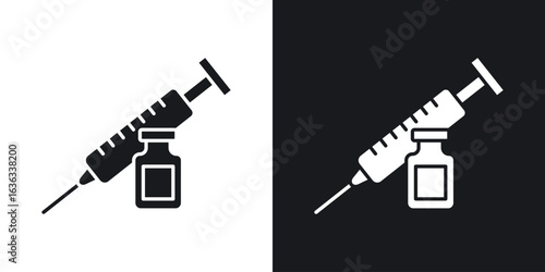 Vaccine vial icon flat, silhouette, vector illustrations. flat glyph designs
