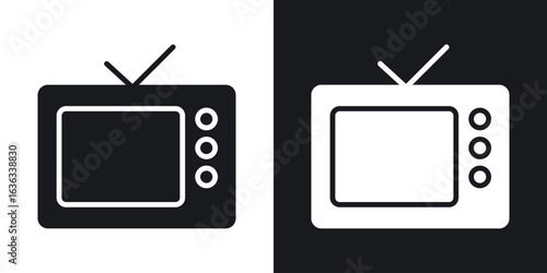 Television icon flat, silhouette, vector illustrations. flat glyph designs