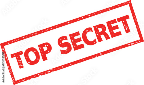 Red Top Secret Stamp with Grunge Effect on White Background for Classified Documents