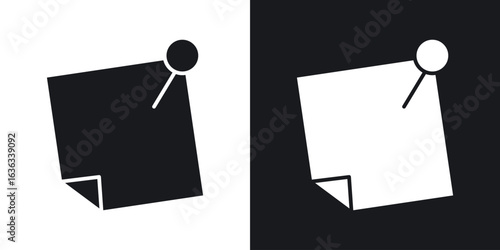 Sticky note icon flat, silhouette, vector illustrations. flat glyph designs