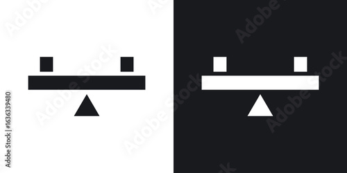 Seesaw icon flat, silhouette, vector illustrations. flat glyph designs