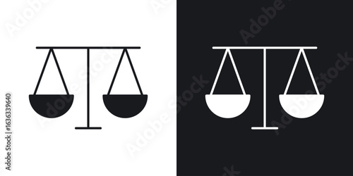 Scales of justice icon flat, silhouette, vector illustrations. flat glyph designs