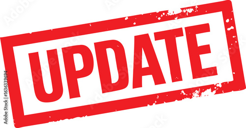Red Update Stamp with Distressed Texture on White Background Indicating Revision or Upgrade Process