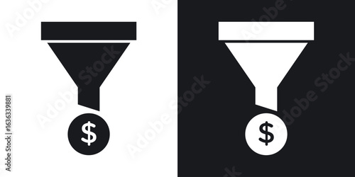Sales funnel icon flat, silhouette, vector illustrations. flat glyph designs