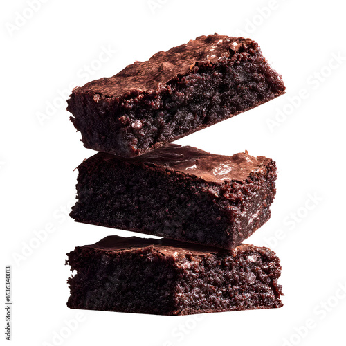 Chocolate brownies stacked isolated