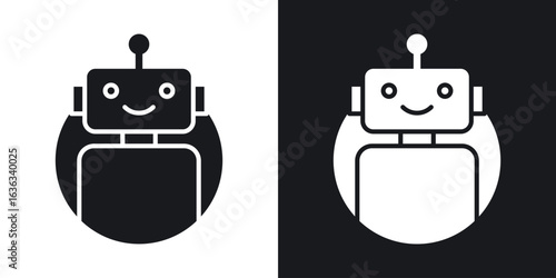 Robot icon flat, silhouette, vector illustrations. flat glyph designs