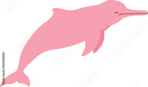 Pink amazon river dolphin in vibrant colors
