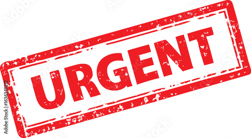 Red Urgent Rubber Stamp Impression Isolated on White Background with Distressed Texture