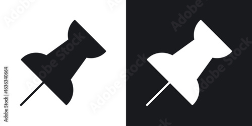 Push pin icon flat, silhouette, vector illustrations. flat glyph designs