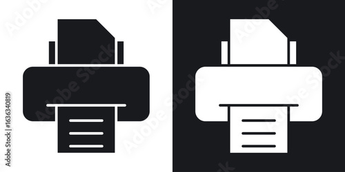 Printer icon flat, silhouette, vector illustrations. flat glyph designs