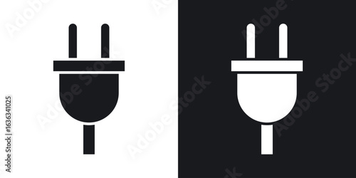 Plug adapter icon flat, silhouette, vector illustrations. flat glyph designs