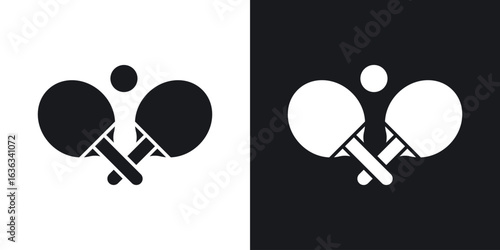 Ping pong icon flat, silhouette, vector illustrations. flat glyph designs