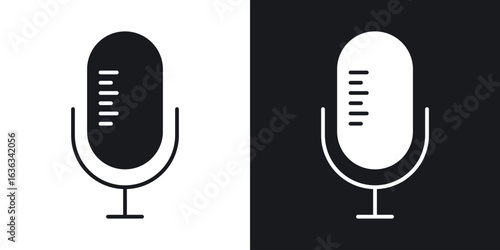 Microphone icon flat, silhouette, vector illustrations. flat glyph designs