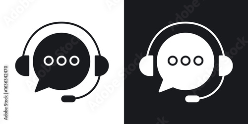 Live chat icon flat, silhouette, vector illustrations. flat glyph designs