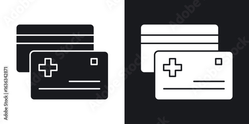Insurance card icon flat, silhouette, vector illustrations. flat glyph designs