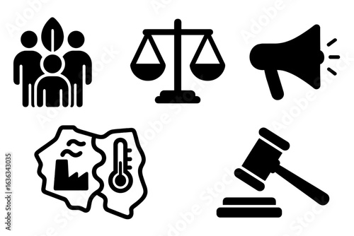 Symbols of social justice and advocacy representation in a diverse community graphic