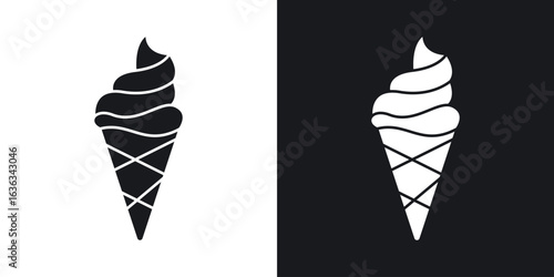 Ice cream cone icon flat, silhouette, vector illustrations. flat glyph designs